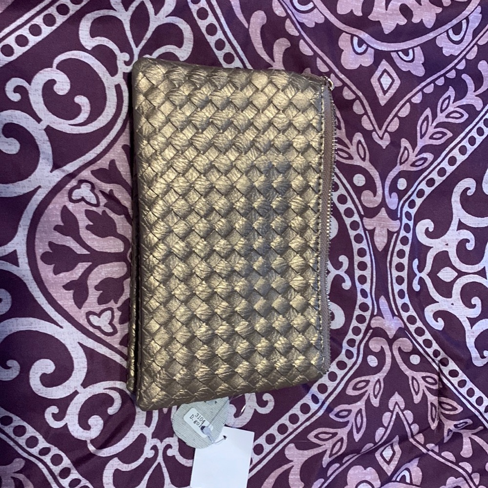 Charming charlie gold clutch/crossbody bag